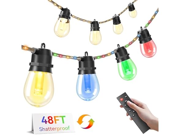 Brightever LED Outdoor String Lights 48FT