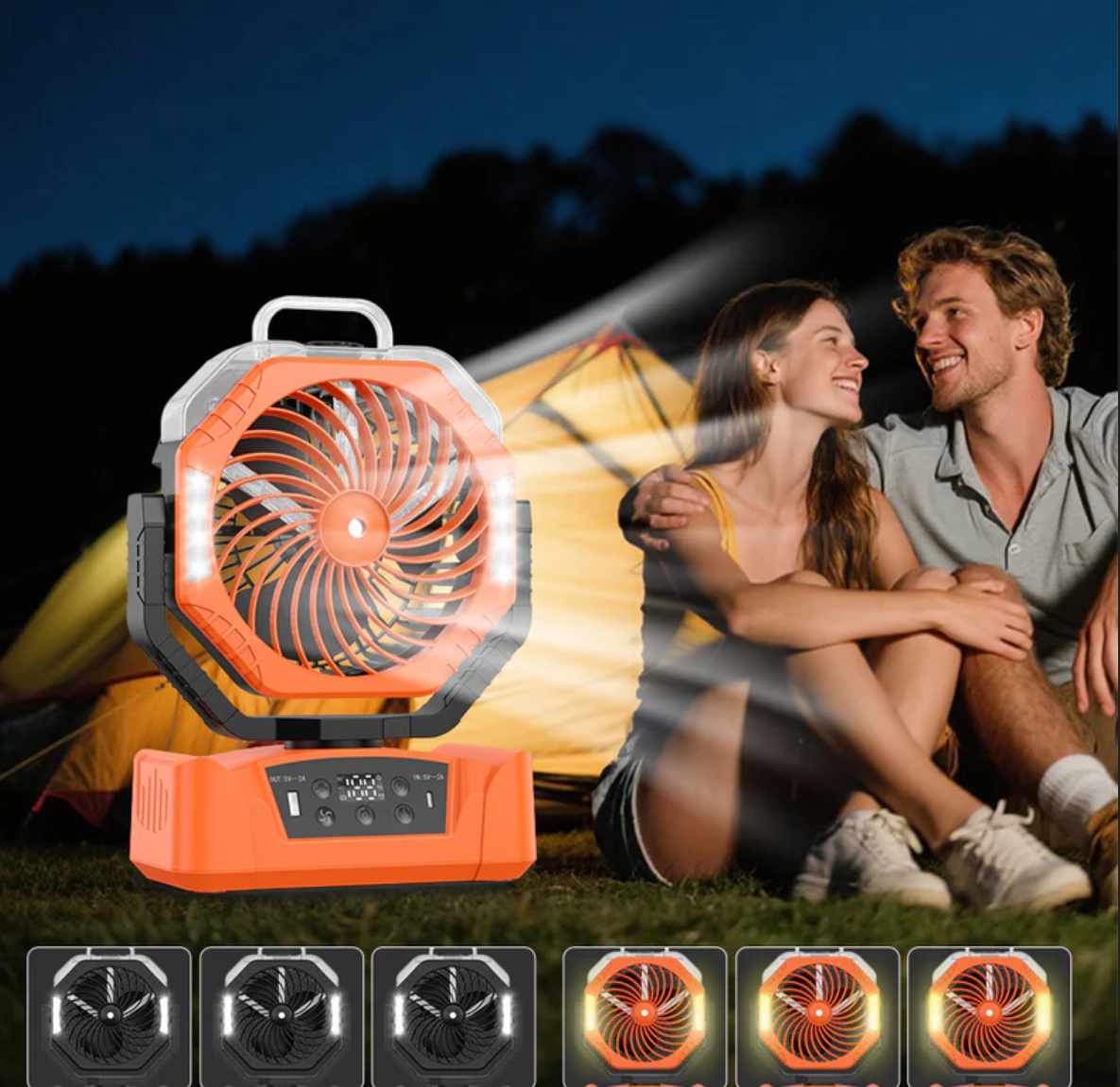 Rechargeable Camping Fan with Mist - Gallery 9