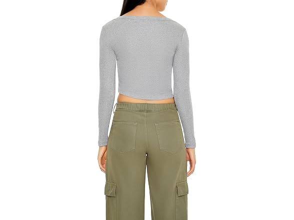 Forever 21 Long-sleeve V-neck Crop Top