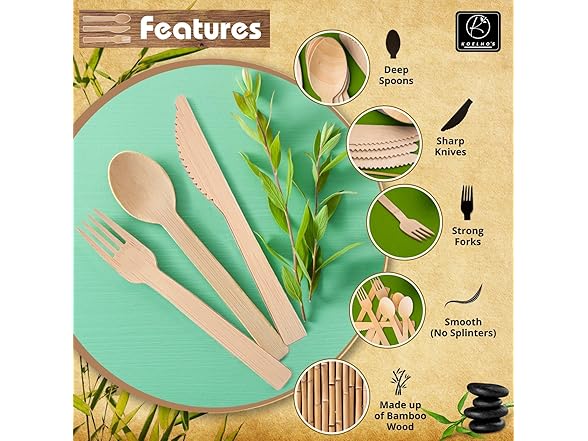 KOELHO'S Bamboo Cutlery Set 24