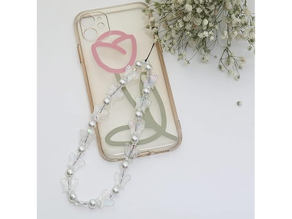 TUCAI White Crystal Beaded Phone Charms