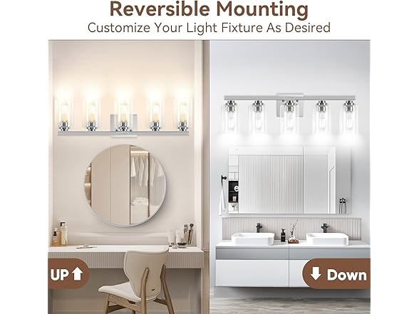 5-Light Bathroom Light Fixtures, 31" Modern Vanity Lights