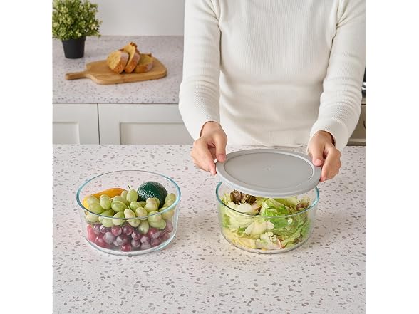 8-Piece Glass Food Storage Containers Set Grey