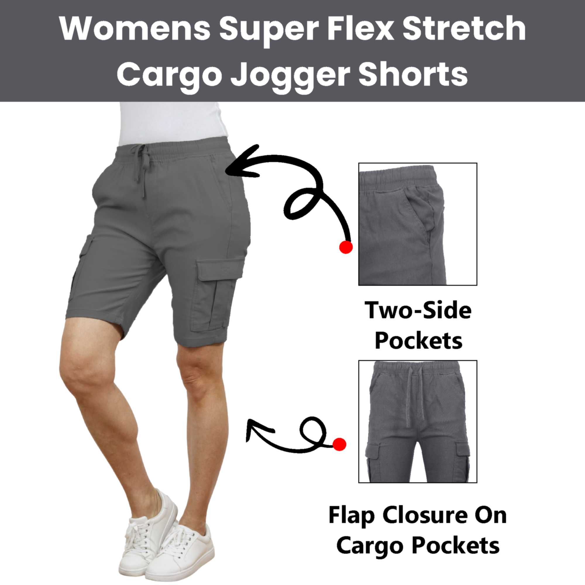 Womens Super Stretch Cargo Shorts - Gallery 13