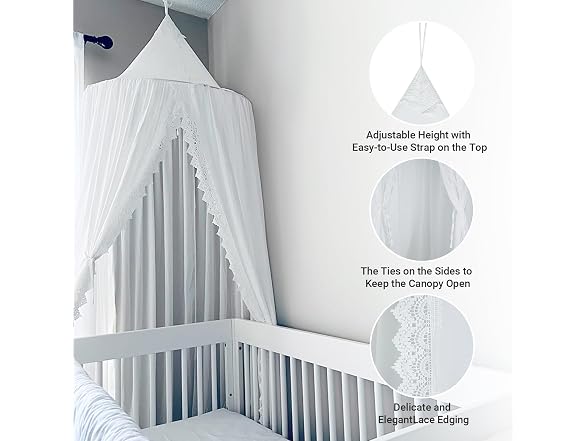 OldPAPA Kids Bed Canopy with Pom Pom Décor