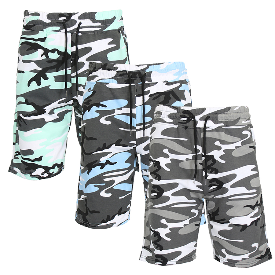 1 & 3Pk Womens French Terry Camo Shorts - Gallery 28