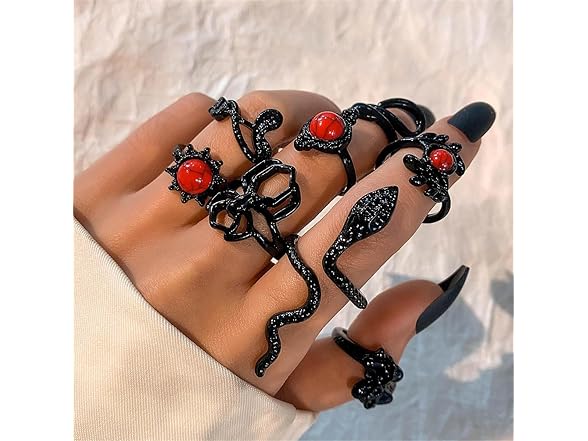 IS4U Gothic Black Rings Set