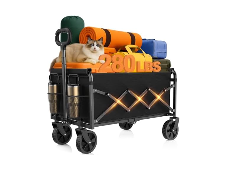 Exovyn Wagons Carts Foldable, Black
