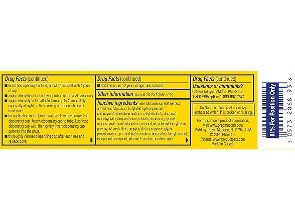Preparation H Hemorrhoid Symptom Treatment Cream