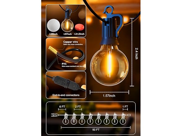 SmartDawn 29FT G40 Outdoor String Lights