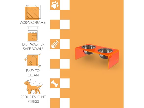Keaton 7.5" Modern Acrylic Rectangular Elevated Pet Feeder
