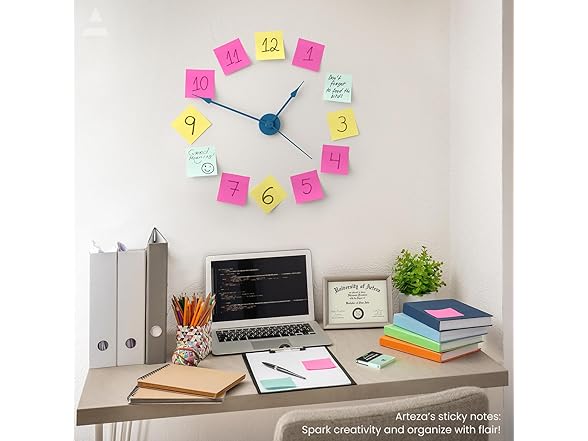 ARTEZA Sticky Notes, 3x3 Inches, 12 Pads