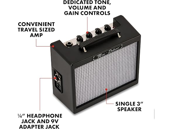 Fender Mini Deluxe Electric Guitar Amp, 3 Watts,