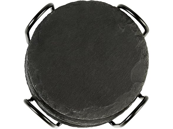Restaurantware Round Slate Coasters Set 