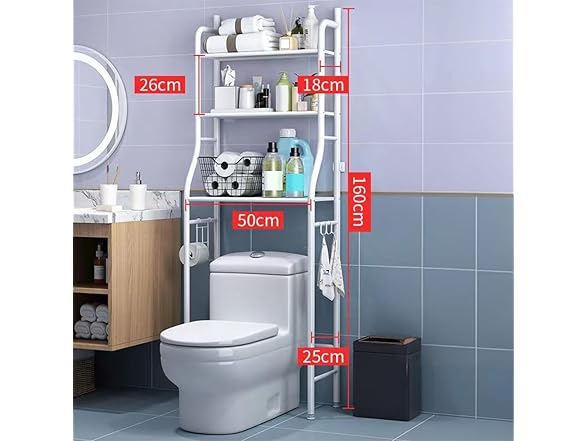3-Tier Over The Toilet Storage, White