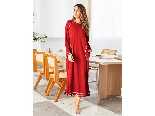 Ekouaer Women (S) Nightshirt Long Sleeve Dress