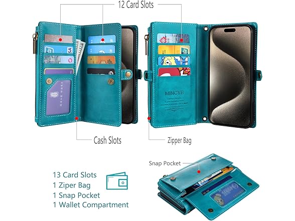 MInCYB for iPhone 16 Plus Wallet Case