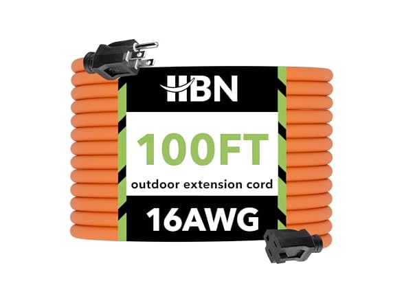 HBN 100-Foot Heavy-Duty Outdoor Extension Cord 16/3
