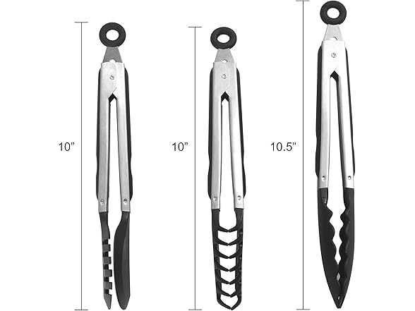 Farberware Classic Nylon Tipped Tongs, 3Pc, Black