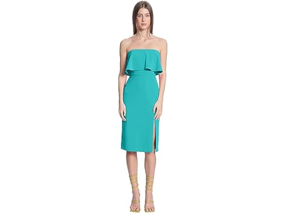 Donna Morgan Womens (10) Strapless Flounce Top Dress