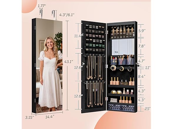 Black Jewelry Armoire Organizer
