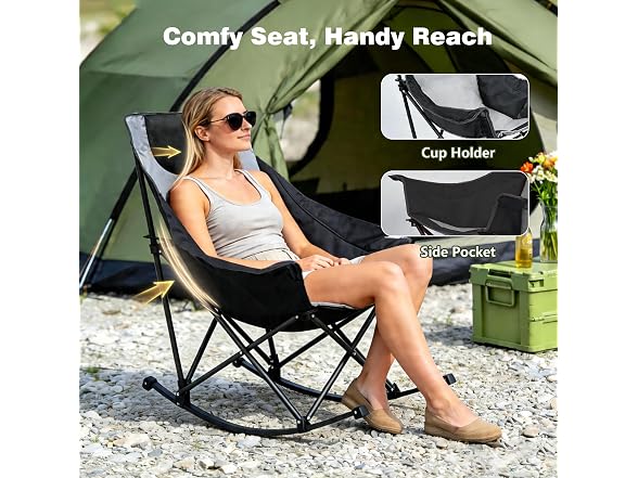 SUNNYFEEL Grey 2pk Rocking Camping Chair