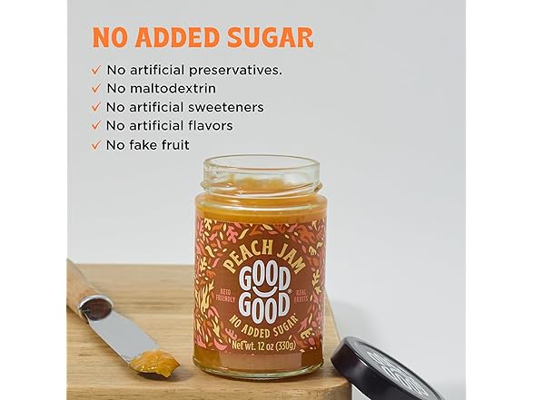 GOOD GOOD Sugar Free Peach Jam, 12oz