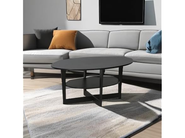 Furinno Oval Coffee Table, Walnut