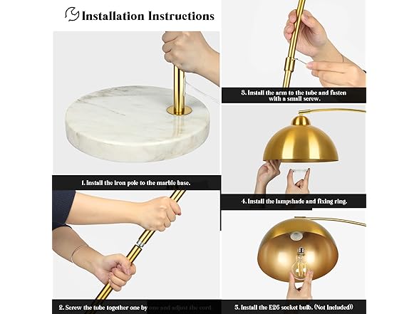 GoBright Contemporary Gold 73" Arc Floor Lamp with Dome Shade