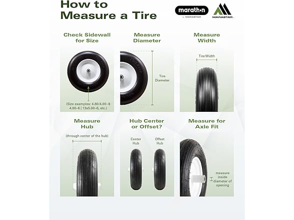 Marathon 01410P 11x4.00 Flat-Free Lawnmower Tire on Wheel