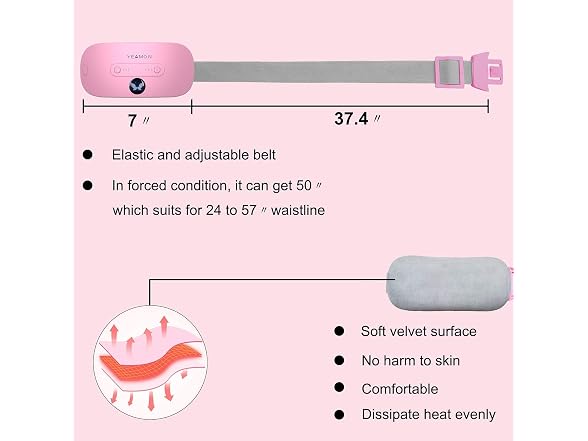 Yeamon Cordless Heating Pad Belt Pink