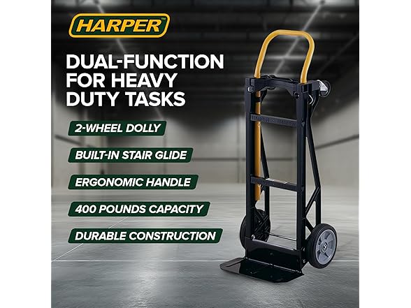 Harper Trucks Convertible Nylon Hand Truck w/ Stair Glides, 300lb Dolly & 400lb Cart Limit