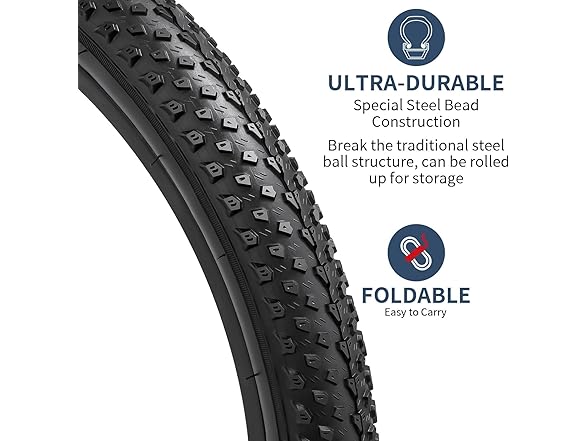 YUNSCM 26" MTB Tires & Tubes Set, 2-Pack