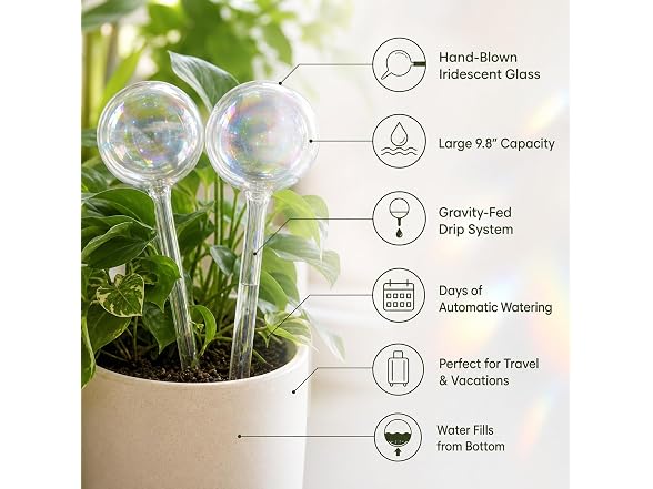 szoszo GAR-23 2-Pack Glass Self Watering Globes