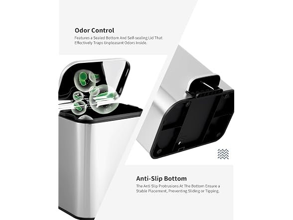 Takywep 5L Rectangular Stainless Steel Trash Can