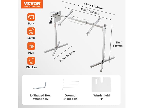 VEVOR Electric BBQ Rotisserie Grill Kit