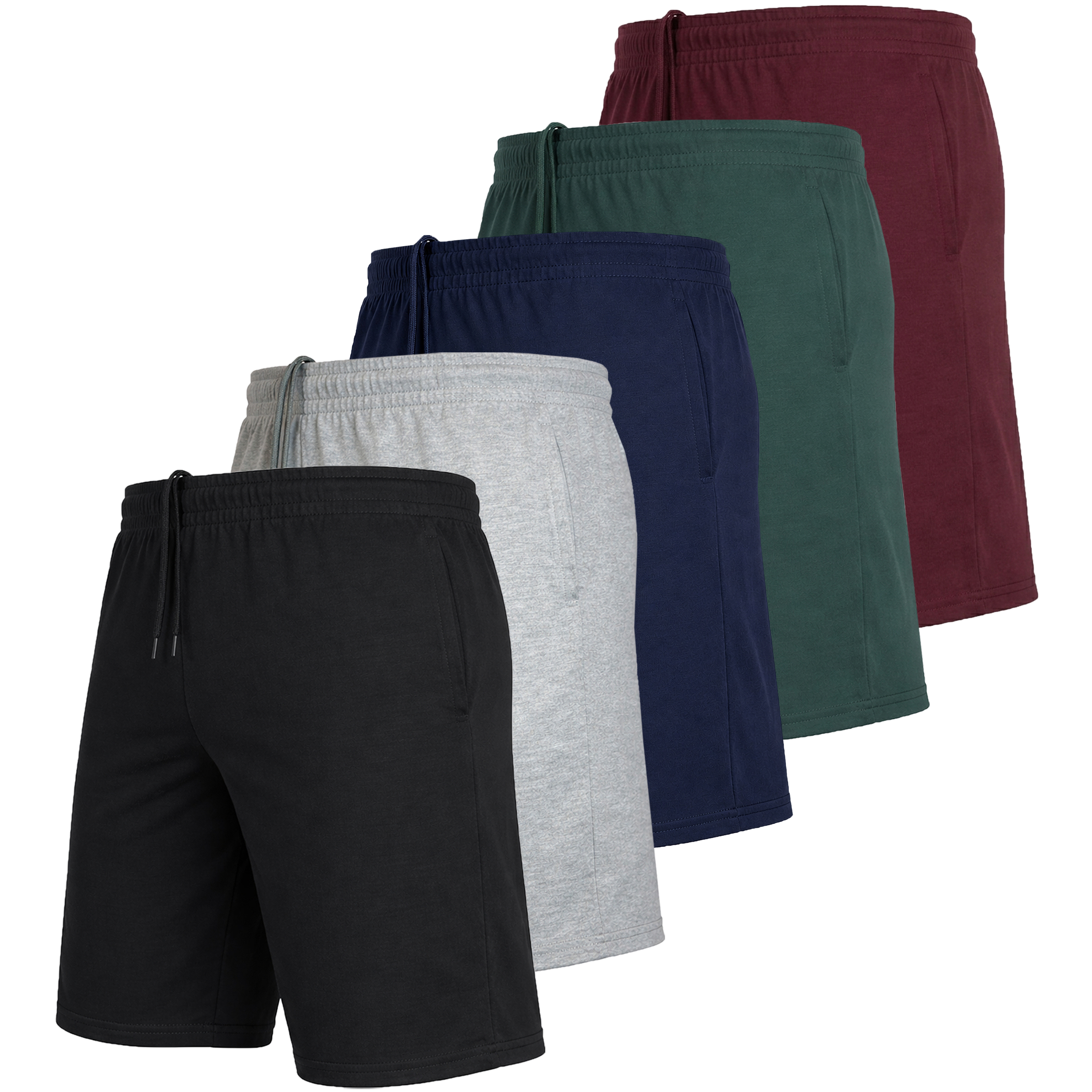 5Pk Mens Cotton Blend Lounge Shorts - Gallery 4