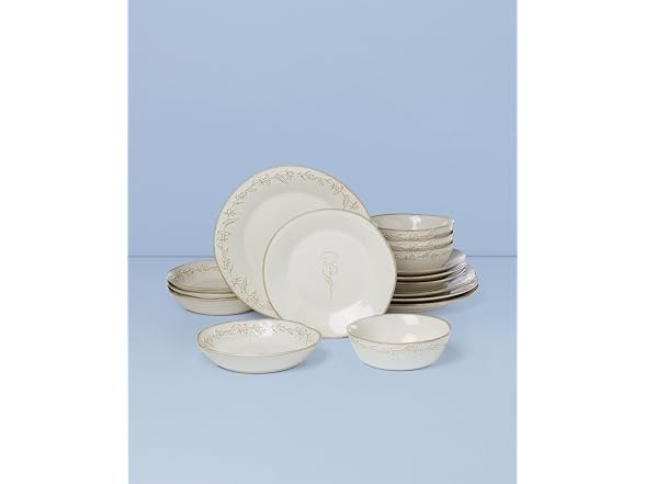 Lenox Dinnerware Set, Homespun 16-Piece Set (White, 16 Pieces)