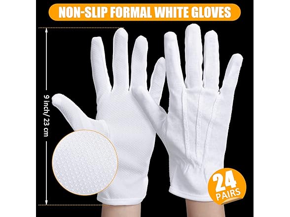 24 Pairs White Parade Gloves