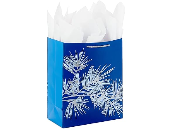 Hallmark 13" Gift Bag w/Tissue, Blue Pine