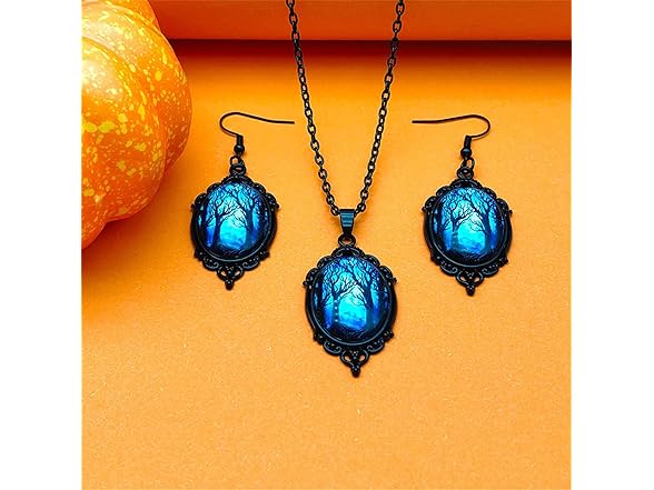 Gothic Cameo Earring Necklace Set