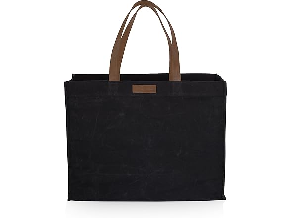 PICNIC TIME Market Waxed Canvas Tote with Leatherette Handles