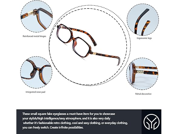 YouthMall Retro Rectangular Glasses