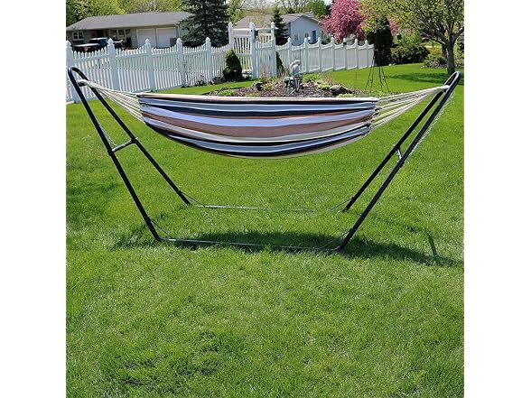 Sunnydaze Double Brazilian Cotton Hammock with Universal Stand - Gallery 3