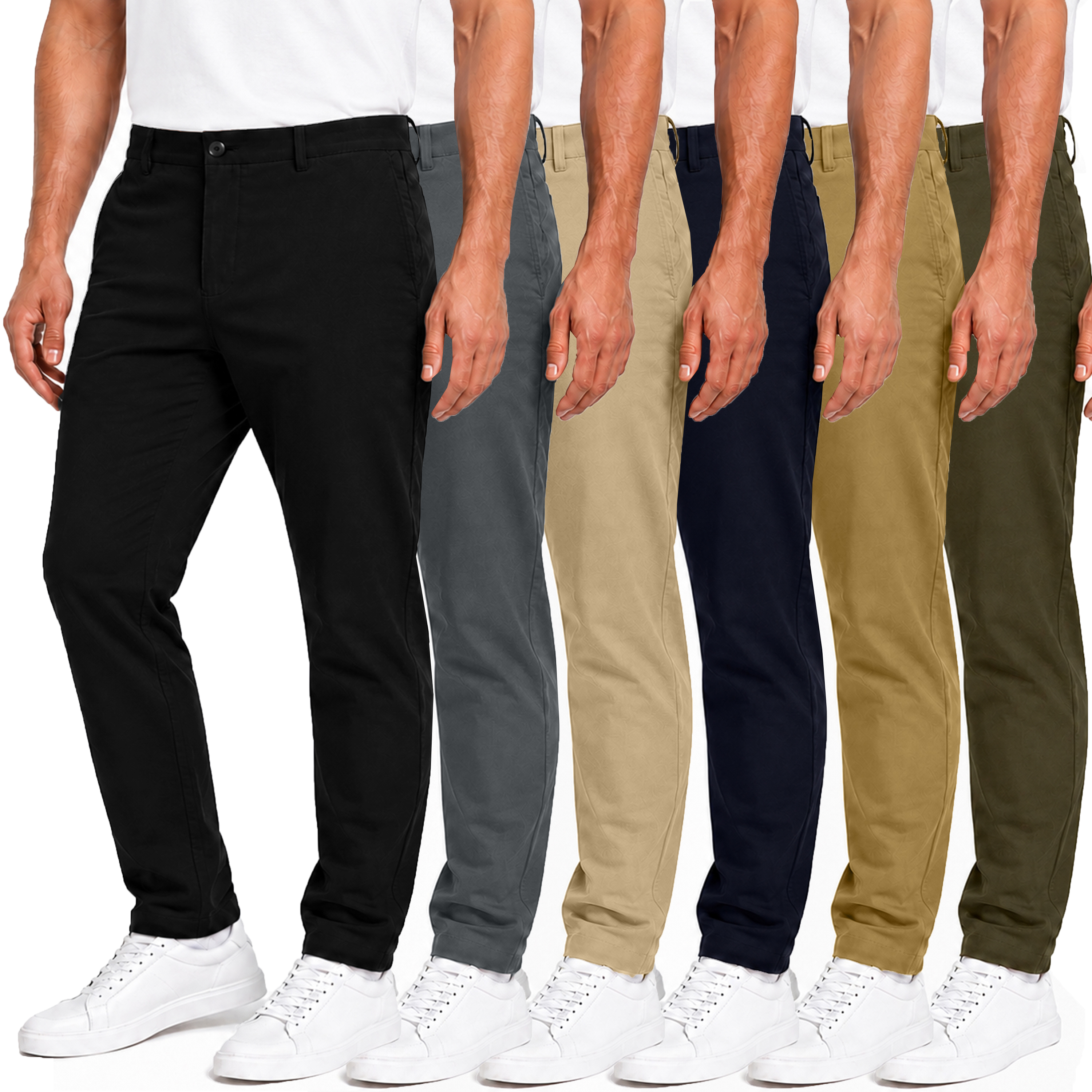 3Pk Mens Super Stretch Chino Pants - Gallery 19
