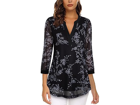 Women’s V Neck 3/4 Sleeve Tunic Top