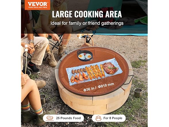 X-Marks Fire Pit Grill Grate, Round Cooking