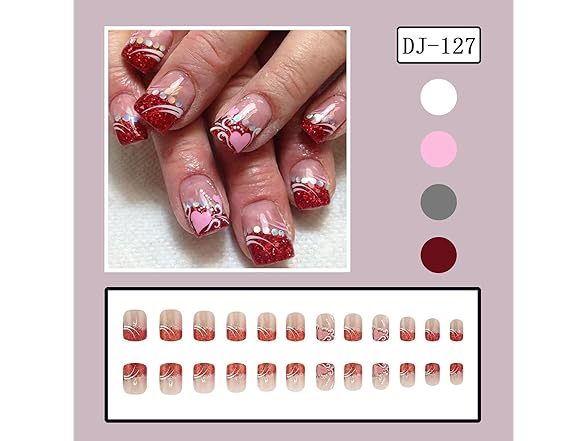 CJDLTS Valentine's Red French Press-on