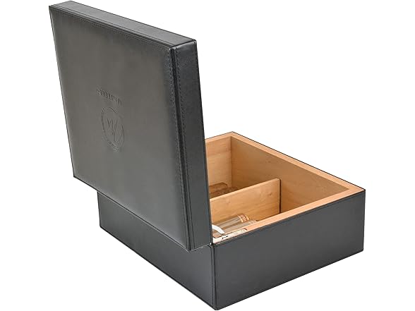 Mantello Black Leather Luxury Cigar Humidor