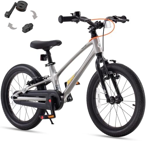 RoyalBaby EZ-Shark Ultra-Light 16 Inch Kids Bike Beginners Learning Bicycle Lightweight Alloy Boys Girls Ages 4+ Years, Grey